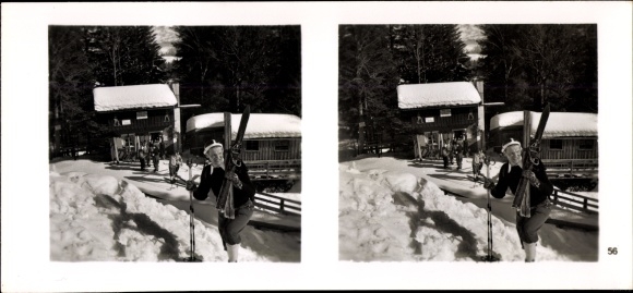 Stereo spatial image photo &quot;Traditionsgau Munich Oberbayern&quot; No. 56 Lenggries, Brauneck ski paradise