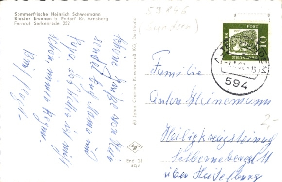 Postcard Sundern in Sauerland, Kloster Brunnen, partial view