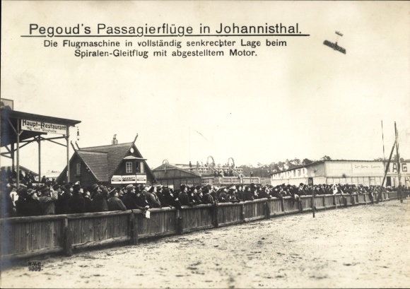PC Berlin Treptow Johannisthal, Pegoud&#39;s passenger flights, airplane, spiral gliding