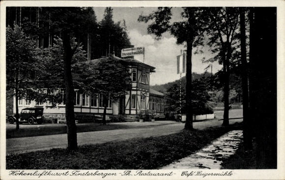 Postcard Finsterbergen Friedrichroda in the Thuringian Forest, Historic Mill, Restaurant, Café, Excursion Site