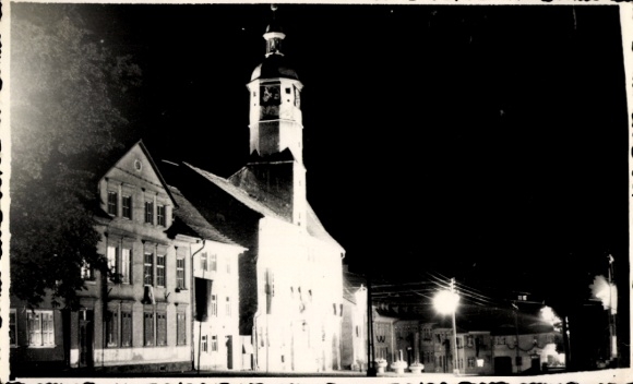 Photo Weißensee in Thuringia, town hall at night