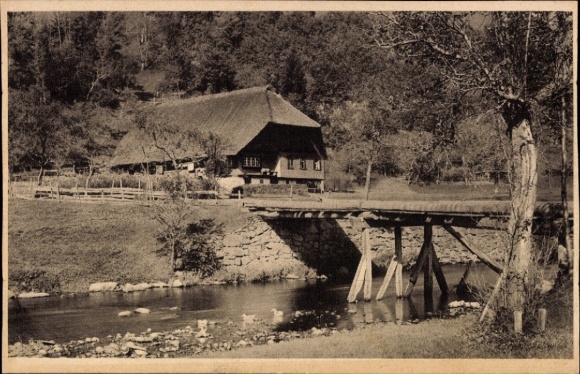 Postcard Bad Wildbad in the Black Forest, farmhouse in the Wolftal, Venturenhof, idyllic landscape, Holzhau