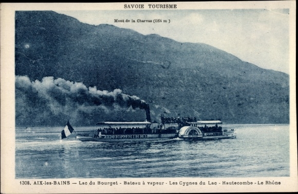 Postcard Aix les Bains Savoie, Lac du Bourget, Steamer Hautecombe