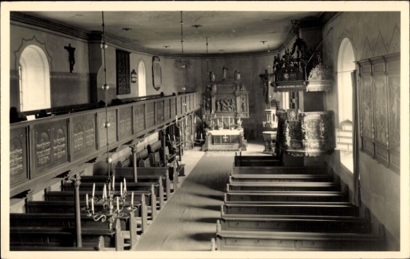 Postcard Bredstedt in North Frisia, church, interior view