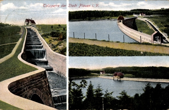 Postcard Plauen in Vogtland, view of the dam of the city