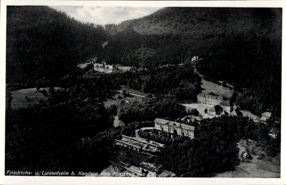 Postcard Kandern in the Black Forest Baden, aerial photograph, Friedrichs- and Luisenheim