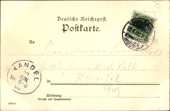 Chromo-Litho Karlsruhe in Baden, residence castle, monument