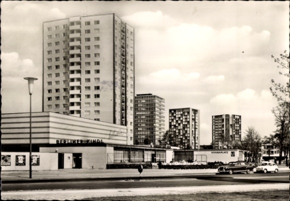 Ak Berlin Tiergarten, Hansaviertel, Hochhäuser, Berliner Kindl, U- Bahnhof Hansaplatz