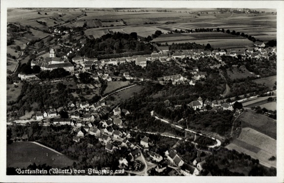Postcard Bartenstein Schrozberg in Württemberg, aerial photograph