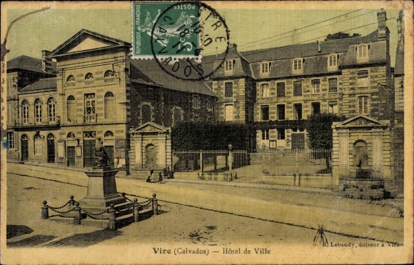 Ak Vire Calvados, l'Hôtel de Ville, Rathaus, Denkmal