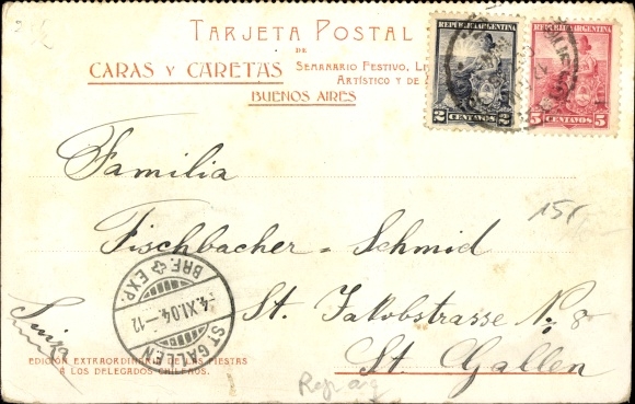Postcard Buenos Aires Argentina, Mausoleum of San Martin, Chilean sailors