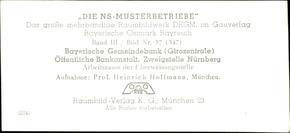 Stereo room image photo &quot;The NS model companies&quot;, III 37, No. 347, Bayr. Municipal Bank, Nuremberg