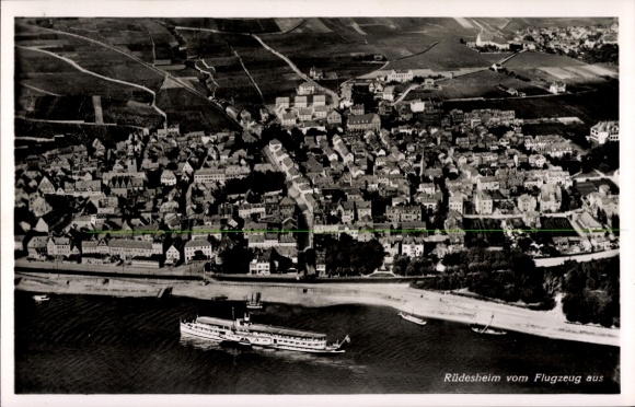 Postcard Rüdesheim am Rhein, aerial photograph