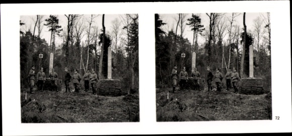 Stereo spatial image photo "The Leader's Soldiers in the Field", No. 72, demarcation line
