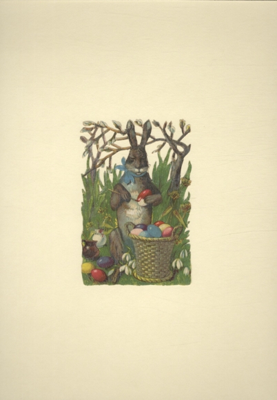 Oblate Osterhase bemalt Eier bunt, Größe ca. 12,5 x 8 cm