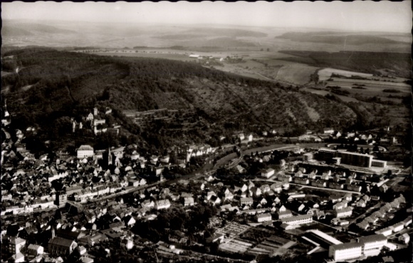 Postcard Wertheim am Main, aerial photograph