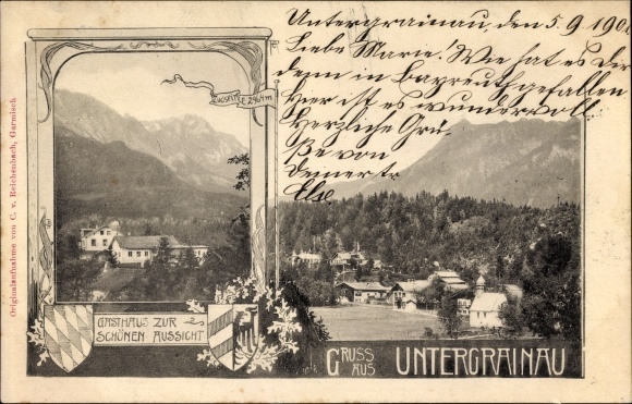 Art Nouveau PC Untergrainau Grainau in the district of Garmisch Partenkirchen, inn with a beautiful view