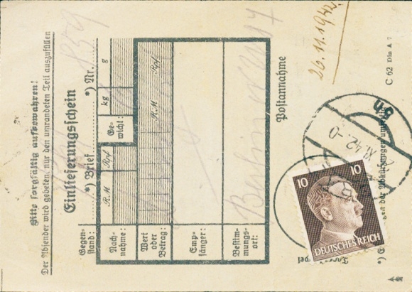 Michel 787 na dowodzie dostawy St „Graz” 24 listopada 1942 r