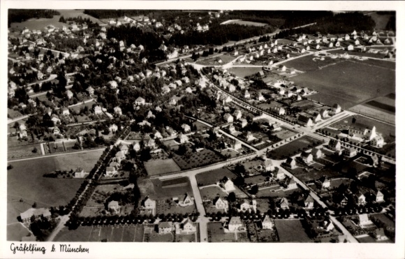 Postcard Gräfelfing in Upper Bavaria, aerial photograph