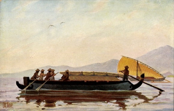 Artist Postcard Rave, Chr., Marine Gallery 84, Javanese transport boat, 19th century