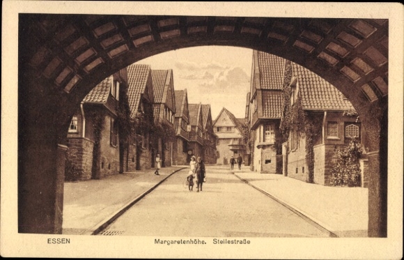 Ak Margarethenhöhe Essen Ruhrgebiet, Margaretenhöhe, Stellestraße,  Architektur, Straßenansicht