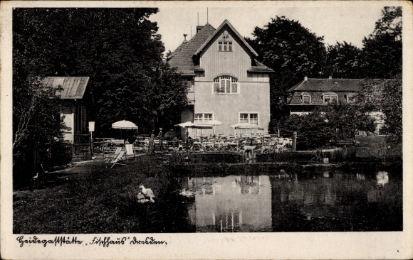 Postcard Dresden Neustadt, Restaurant Fischhaus, Dresdner Heide
