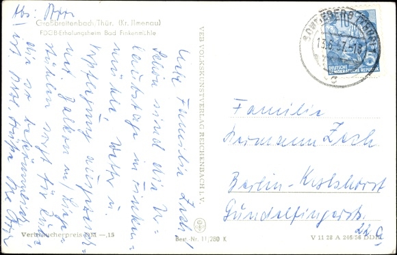 Postcard Allersdorf Herschdorf, view of the FDGB convalescent home Bad Finkenmühle