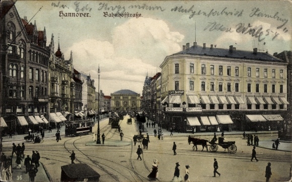 Postcard Hannover in Lower Saxony, Bahnhofstraße