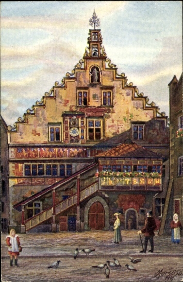 Artist Postcard Marschall, V., Lindau am Bodensee, Town Hall