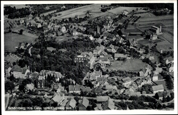 Ak Schömberg in het noordelijke Zwarte Woud, luchtfoto, panorama van de stad