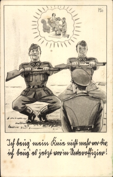 Artist Postcard German Wehrmacht, military exercises with the non-commissioned officer
