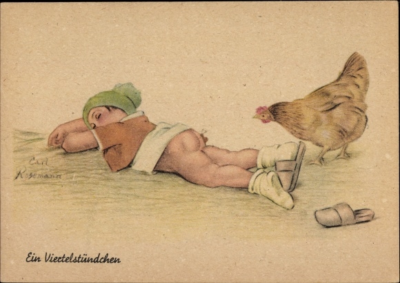 Artist PC Rosemann, Carl, a quarter of an hour, child taking a nap, chicken