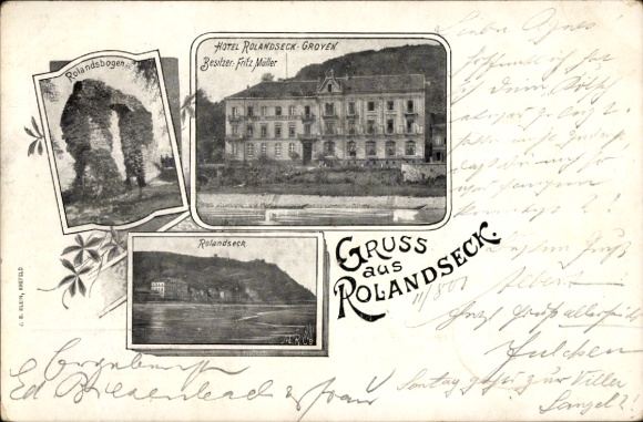 Ak Rolandseck Remagen am Rhein, Rolandsbogen, Hotel Rolandseck-Groyen
