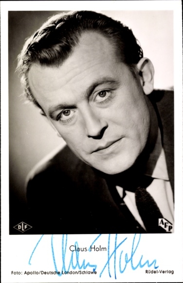 KP aktor Claus Holm, portret, autograf