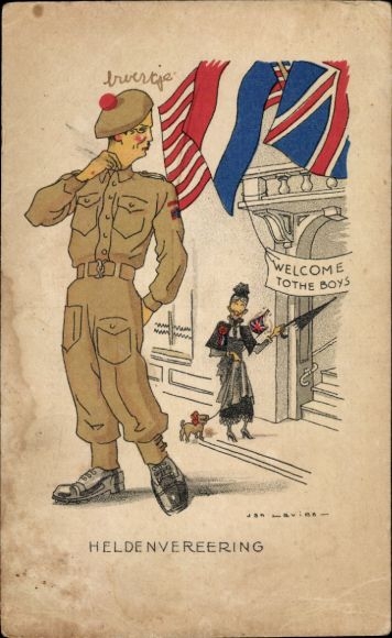 Artist PC Lavies, hero worship, Canadian soldier, liberation of the Netherlands, WWII