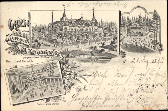 Chromo-Litho Dresden Ost Kleinzschachwitz, Kurhaus, Steam boat Pillnitz