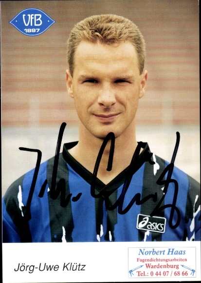 Autogrammkarte Fußballer Jörg Uwe Klütz, VfB Oldenburg, Autogramm