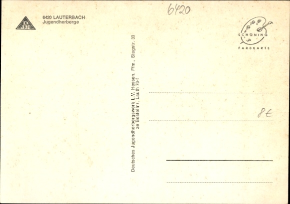 Postcard Lauterbach in Hesse, partial views, youth hostel, coat of arms