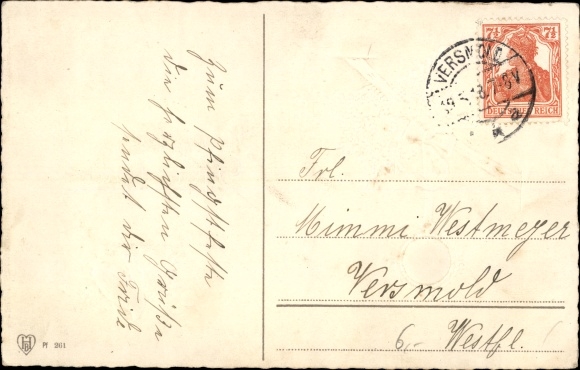 Embossed Chromo-Litho Congratulations Pentecost, Maikäfer, Lilac, Empire