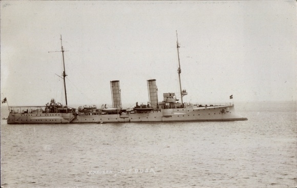 Foto Ak Deutsches Kriegsschiff, SMS Medusa, Kreuzer, Kaiserliche Marine, Dreblow