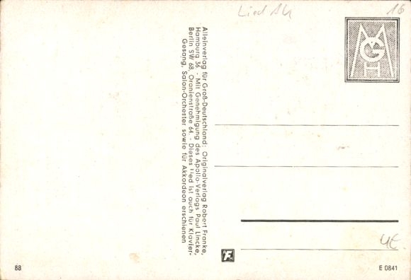 Song Postcard Lili Marleen, Before the barracks, before the big gate, Hans Leip, Norbert Schultze