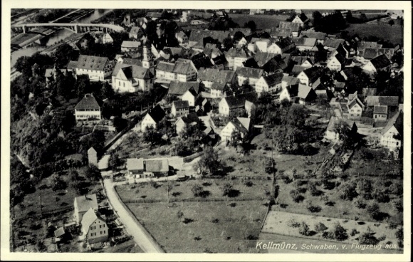 Postcard Kellmünz on the Iller Swabia, aerial photograph