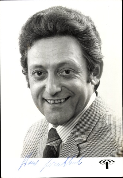 Postcard director and moderator Hans Rosenthal, portrait, autograph, suit, tie