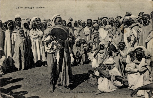 Postcard Maghreb, Arabic costume, blind man