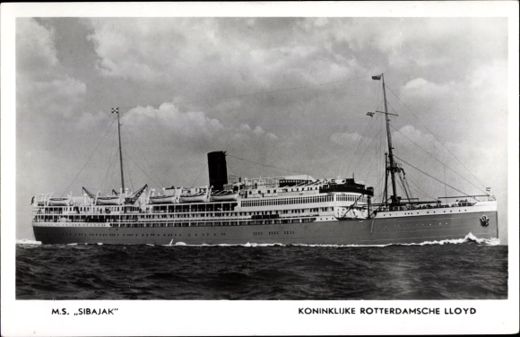 Ansichtkaart MS Sibajak, Koninklijke Rotterdamsche Lloyd