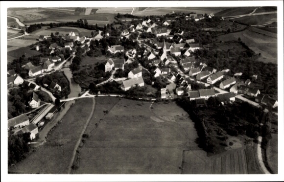 Postcard Riedheim Leipheim an der Donau Swabia, aerial photograph