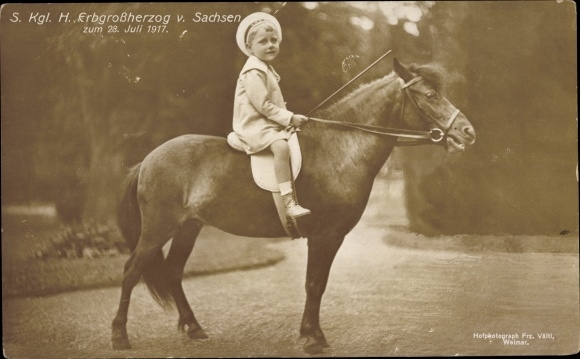 Postcard Hereditary Grand Duke of Saxony on a pony, portrait
