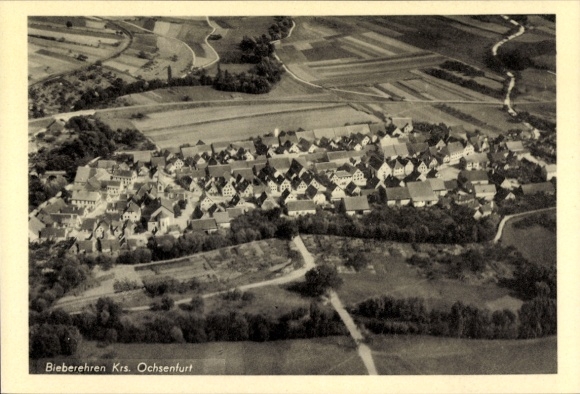 Postcard Bieberehren in Lower Franconia, aerial photograph