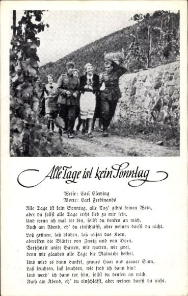 Song Ak Elke dag is geen zondag, druivenoogst 1939, wijnmakerij Brederhof, Niederdollendorf am Rh.