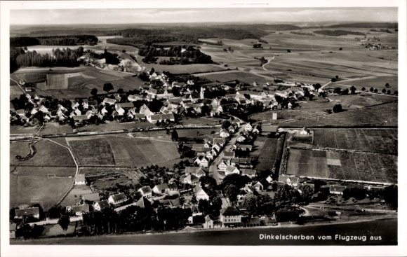 Postcard Dinkelscherben in Swabia, aerial photograph